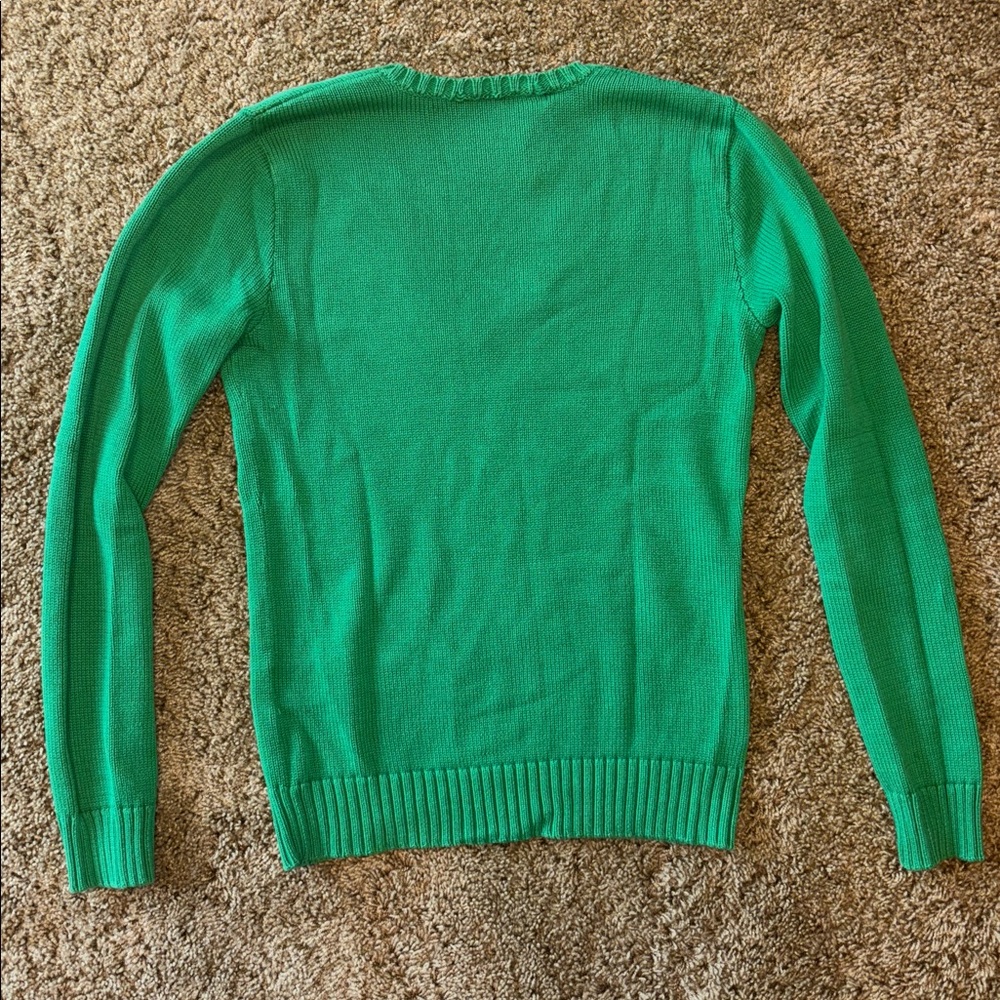 Sold ❌Ralph Lauren Green V-Neck Sweater with Crest - Picture 2 of 6
